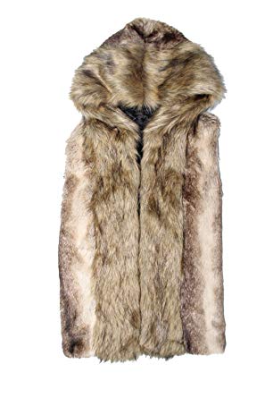 Idopy Men`s Luxury Faux Fur Hoodie Coats Sleeveless Jacket Vest with Hood