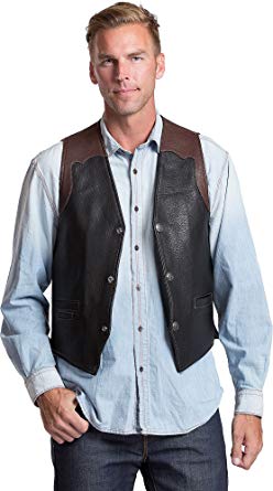 Overland Sheepskin Co Garrison Bison Leather Vest with Concealed Carry Pockets - Big & Tall (50L - 56L)