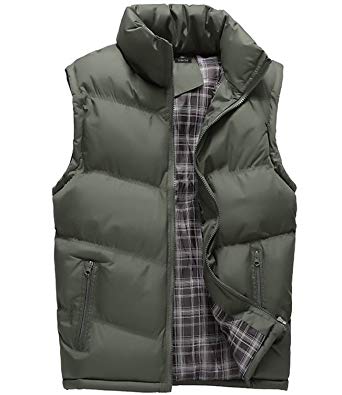 Nidicus Men Lightweight Packable Puffer Vest Outdoor Zip-up Down Waistcoat Armygreen