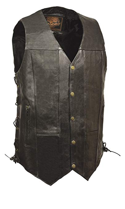 Milwaukee Men's 1.2 mm Premium Leather 10-Pocket Vest (Black, Size 58 Tall)
