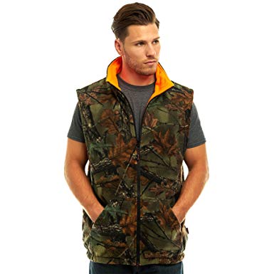 Trail Crest Men's Reversible Camo & Blaze Orange Vest W/Magnet