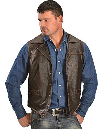 Cripple Creek Men's Leather Snap Front Conceal Carry with Flannel Lining Vest - Ml3104-90