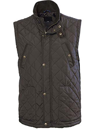 VEDONEIRE Mens GREEN quilted vest (3033) padded gilet sleeveless jacket brown tone