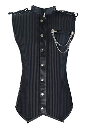 Charmian Men's Spiral Steel Boned Victorian Steampunk Gothic Waistcoat Vest