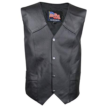 USA 1202 Leather Mens 4 Button Lace Vest - 2X-Large