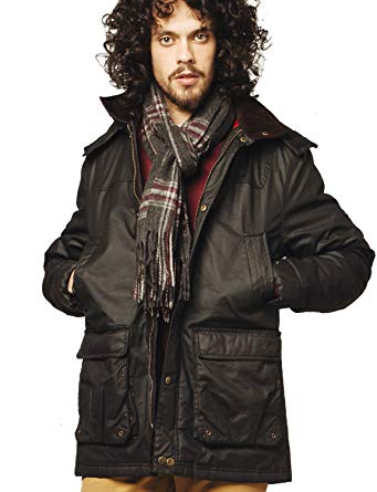 VEDONEIRE Mens Wax Jacket (3053 BLACK) padded waxed coat