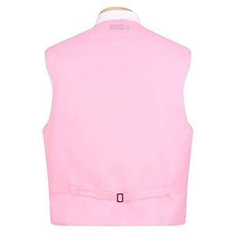 Men's Pink Solid Formal Vest Necktie and Hanky Set