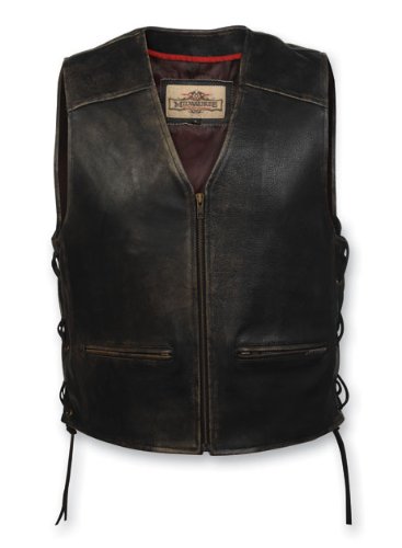 Milwaukee Motorcycle Clothing Company Men's Distressed Leather Lined Vest (X-Large)