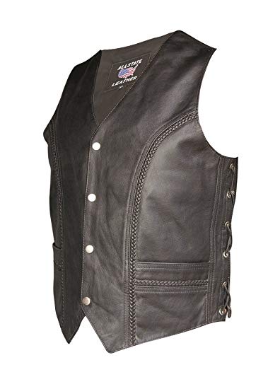 Men's AL2206 Braided front & back vest 58 Black