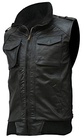 Xport Design's Men's Superior Black Bomber Leather Vest