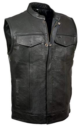 LEATHER KING MOTORCYCLE CLUB VEST ZIPPER AND SNAPS 1