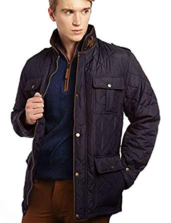 VEDONEIRE Mens Quilted Jacket Fleece Lined (3047 Navy) blue padded coat