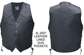 Men's Single Panel Vest, Side Lace and Leather Lined Gun Pockets