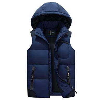 ZOPPO Men's Winter Puffer Vest Outerwear Lightweight Quilted Sleeveless Jacket With Removable Hood