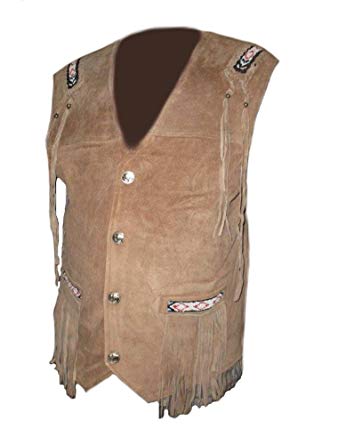 Coolhides Men's Fashion Cowboy Vest With Fringes & Beans