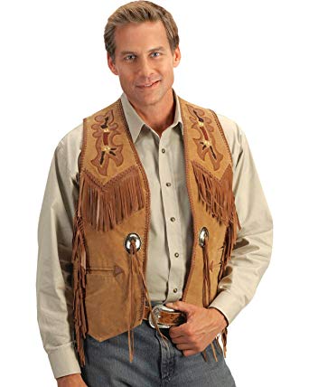 Scully Men's Beaded Boar Suede Leather Vest - 755-409