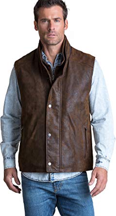 Overland Sheepskin Co Falcon Distressed Italian Lambskin Leather Vest