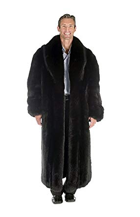 Madison Avenue Mall Real Genuine Long Fox Fur Coat For Men Full Length Black