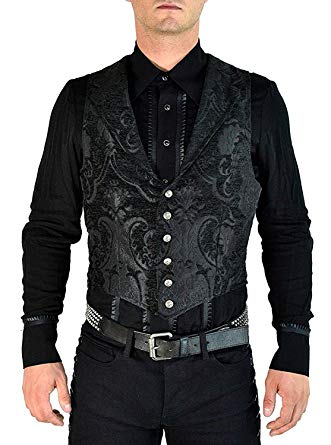 Shrine Gothic Aristocrat Victorian Vintage Vampire Goth Steampunk Black Tapestry Vest